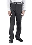 Alberto Cardinali Big Boys Dress Pants Belted Flat Front (12, Black)