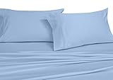 Super Deep Pocket Solid Blue King Sheet Set 100% Cotton 600 Thread Count fit up to 22 inch mattress by sheetsnthings