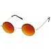 zeroUV Small Retro Lennon Inspired Style Colored Mirror Lens Round Metal Sunglasses 41mm (Gold/Magenta Mirror)