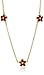 Little Miss Twin Stars Frosted Flowers 14K Gold Plated 3 Pink Flowers Enamel Necklace