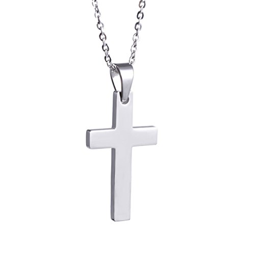 Zx Jewelry Stainless Steel Silver Tone Cross Pendant Necklace