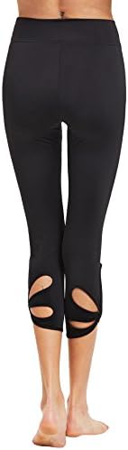SweatyRocks Women's High Waisted Cutout Crop Leggings Yoga Workout Active Tights