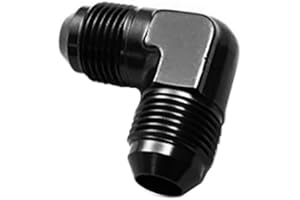 AFATEBOX 6AN to 6AN Male Flare Coupler Union 90 Degree Fuel Line Hose Adapter Fitting Black Aluminum Anodized