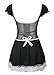 bslingerie Women Black French Maid Costume Dress (XL, Black)