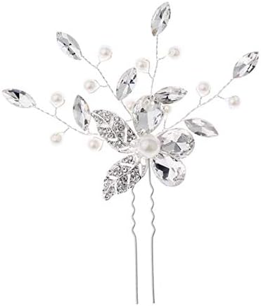 Keshi Pearl - Bride Hairpins Silver Handmade Pearl Imitation Beaded Crystal Floral Headwear Decoration Elegant - Pieces Accessories Pins Middle Stands Twist Dread Diamonds Clips Jewelry Locks Co