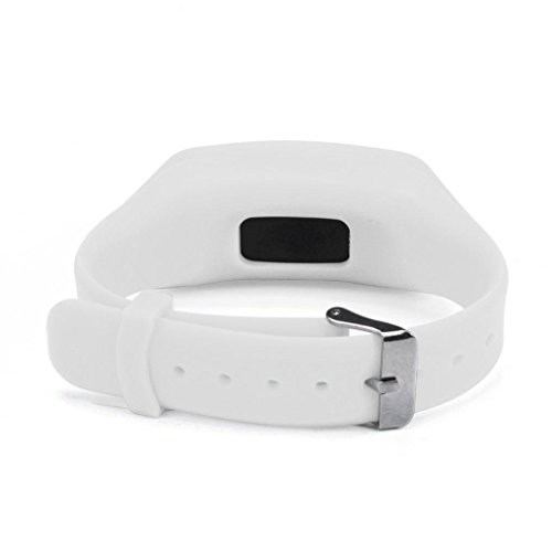 Voberry Digital LCD Pedometer Run Step Walking Distance Calorie Counter Watch Bracelet (White)
