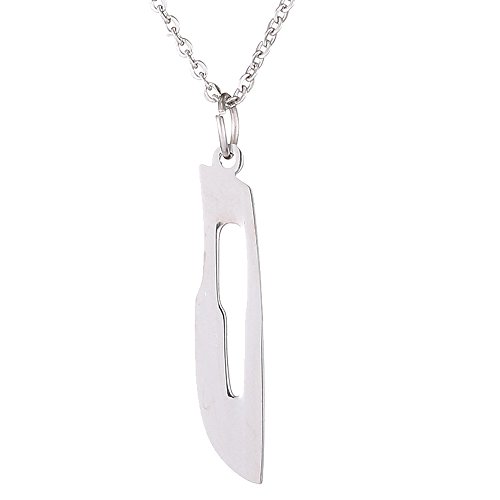 AOCHEE Doctor Nurse Scalpel Pendant Necklace Medical Jewelry for Women Men (Silver)