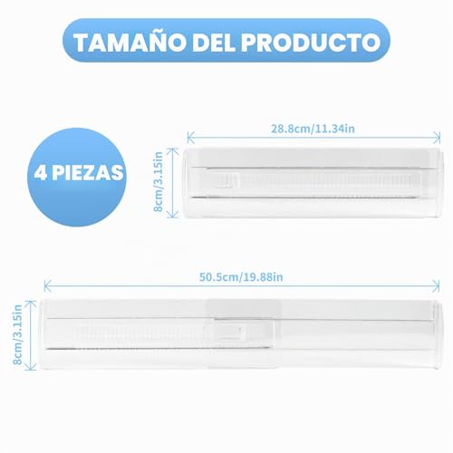 mobumeia - Adjustable Drawer Dividers, Set of 4 Transparent Drawer Organizer Dividers Plastic Extendable Drawers for Dresser Cupboard Kitchen Bedroom Size 28.7-50cm