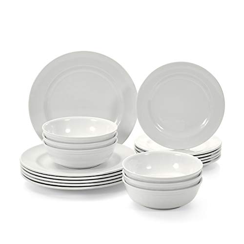 TP Dinnerware Sets Service for 6, Melamine Dishes Set with Bowls and