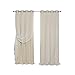 Best Home Fashion Mix & Match Tulle Sheer Lace & Blackout Curtain Set - Antique Bronze Grommet Top - Beige - 52