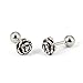 Women's Stainless Steel Rose Flower Screwback Stud Earrings (Silver) Bonnie