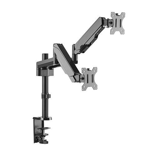 HOLDERUNGSPROFI OFFICE-GS424 Dual Table Mount with Gas Lift for LED and LCD Monitors up to 32 Inches VESA 75 x 75 100 x 100 cm 2 Monitors