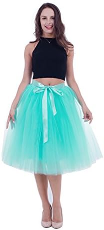 Women's Tulle Skirt 7 Layers Tutus for Women A Line Knee Length Petticoat Wedding Party Adult Midi Skirt