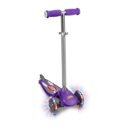Radio Flyer Lean 'N Glide with Light-Up High-performance Urethane 3-Wheels, Fast, Smooth Ride, Heavy-duty Deck, Durable,Kids Scooter- Purple