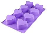 Bakerpan Silicone Mini Cake Pan, Muffin Baking Tray, Pastry Mold, 2 1/2 Inch Hearts, 8 Cavities