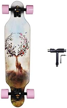 SHINPORT 31 Inch Longboard Complete Skateboard for Kids Adults Beginners with ABEC-9 Bearings for Cruising Commuting Carving Freestyle Freeride Include T-Tool