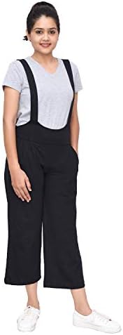CARBON BASICS Cotton Lycra Solid Casual Dungaree Dress for Women & Girls
