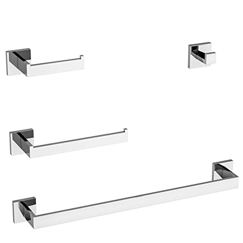 LuckIn Modern Polished Chrome Bathroom Hardware Set, Includes 24 Inch