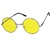 ShadyVEU Retro John Lennon Style Sunglasses Round Colorful Tint Groovy Hippie Wire Teashades (Yellow Lens, 50)