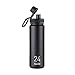 Takeya Originals 24 oz Vacuum Insulated Stainless Steel Water Bottle with Spout Lid, Black