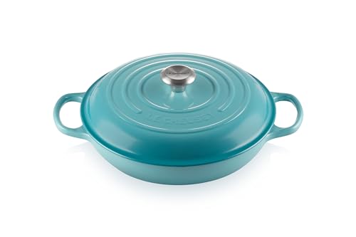 Le Creuset Signature Gusseisen Gourmet-Profitopf, Rund, Ø 30 cm, 3,5 l, Für alle Herdarten inkl. Induktion geeignet, 5,555 kg, Karibik, 21180301702430