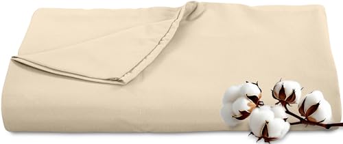 Photo 1 of Royale Linens 300 Thread Count 100% Long Staple Combed Cotton Flat Sheet - Super Soft - Top Sheets - Queen Flat Sheet Sold Separately - Breathable, Cool & Crisp Percale Sheets Only (Queen, Cream)