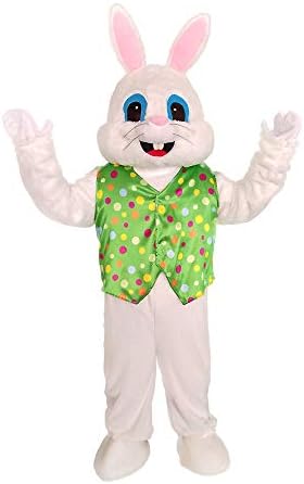 Green Vest Plush Easter Rabbit Mascot Costumes Men's Deluxe Easter Bunny Costume