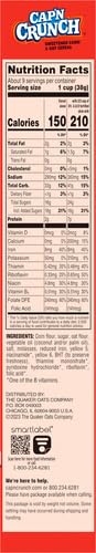 QUAKER CAP’N CRUNCH SWEETENED CORN & OAT CEREAL, 12.6 OZ