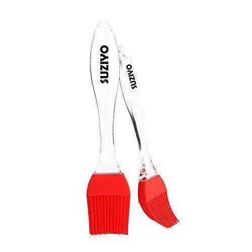 SUZIYO Silicone Basting/Pastry/Grilling/BBQ Brush, Serving for Kitchen Utensil Gadgets, Marinating, Cooking, Baking, Cake Desserts, Steak and More. Set of 2 (Red)