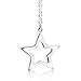 Celestial American Patriotic USA Rock Star Chain Long Linear Dangle Open Star Earrings For Women Teen .925 Sterling Silver 2.5 Inch