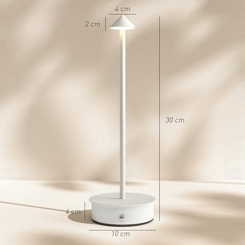 Juego de 2 Lámparas de Mesa Recargables por USB Regulables Blanco