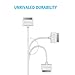 Stalion STBL-IP4-DTA-1M-WHT 3.3 Feet Stable 30-Pin USB Sync Charging Dock Cord Case for iPhone 4, 4s - MFi Certified, White