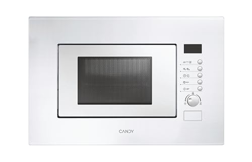 Candy MIC20GDFB Inbouwmagnetron met grill, 20 l, 1000 W, 8 functies, digitaal, 8 programmas, veiligheidsvergrendeling, bord 24,5 cm, metalen schaal, koelventilator, opening links, wit