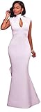 Kearia Women Formal Gown Mock Neck Sleeveless Key Hole Evening Prom Mermaid Long Dress