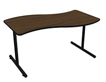 Nomad by Palmer Hamilton ATTGO293060WAVE-MWBLKEG Fixed Leg Standard Weight Aero GO T-Base Table with Built in Casters, Black Frame, Black Edge Guard, Wave, 60