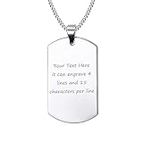 (Free Engraving) Stainless Steel Plain Dog Tag Pendant Necklace with 24" Chain