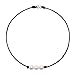 White Pearl Choker Necklace with Three Beads on Genuine Leather Jewelry for Women 16