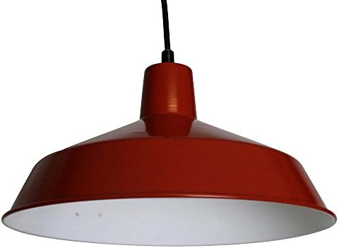 120V Commercial Grade Vintage Barn Style Pendant Light, 16" Shade Diameter (Red, Single)
