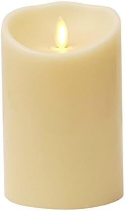Ksperway Lumina LED Moving Wick Flameless Candle Wax Vanilla Scented Candle With Timer and Remote 3.5 by 5 Inch Ivory