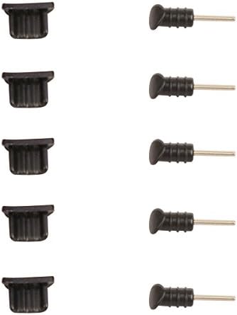 stargoldenbell Android Cell Phone Dustproof Dust Plug Stopper Set Ear Jack Micro USB Port Cap, 5pcs, Black