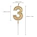 URAQT Birthday Candles Numbers, Gold Glitter Birthday Numeral Candles for Birthdays, Weddings, Reunions, Theme Party, Number 3