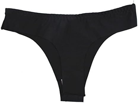 Hot Selling Underwear ,Prettymenny Women Invisible Thong Cotton Spandex Gas Seamless Crotch (Black)
