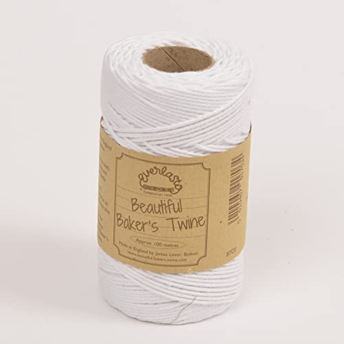 100m - Everlasto 'Solid' Beautiful Baker's Cotton Craft Twine (2mm approx) (SNOW WHITE)