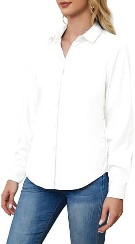 Jeans Ladies White Blouses Amazon TOLOVIC Wrinkle Free Womens