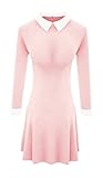 TULIPTREND Women's Celebrity Peter Pan Collar Wear Work Fitted Dresses, Pink, Small