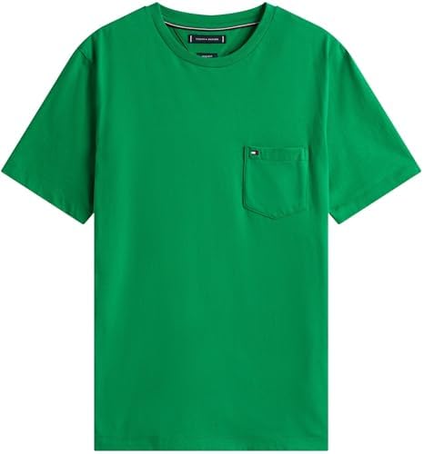 T-shirt masculina essencial de manga curta com bolso no peito, verde (verde olímpico), M