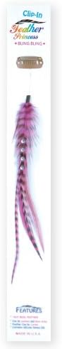 Lord and Cliff 6" Clip-In Feather Princess Bling Bling Hair Extension, Pink