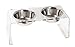 Acrylic Raised Dog Bowls 7 inches Transparent Elevated Feeder Stand with 2 Stainless Steel Bowls by Lubber
