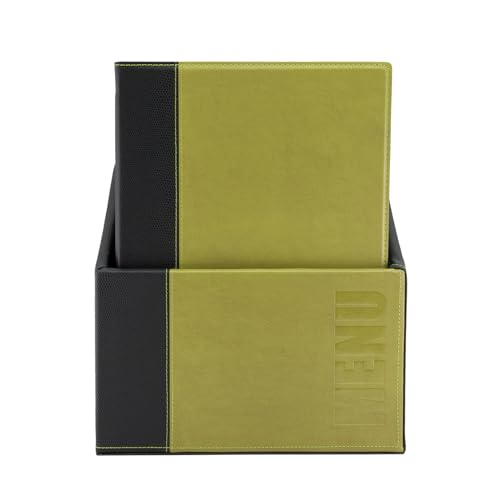 Securit Trendy Range Menu Box with 20 A4 Menu Cards with1 Double Insert, Green