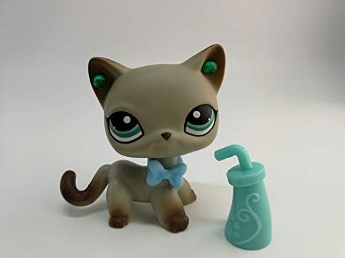 Toy Rare LPS Shorthair Cat Grey Kitty Green Eyes Kitten 391 with Accessories Collection Girls Boys Gift (lps 391)